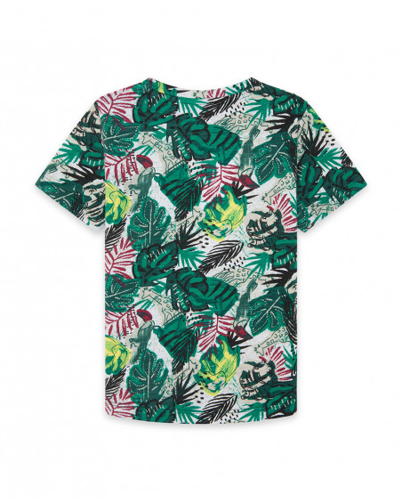 Green printed jersey t-shirt for boys jungle street