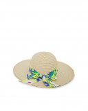 Beige flowers raffia hat for girls ready to bloom