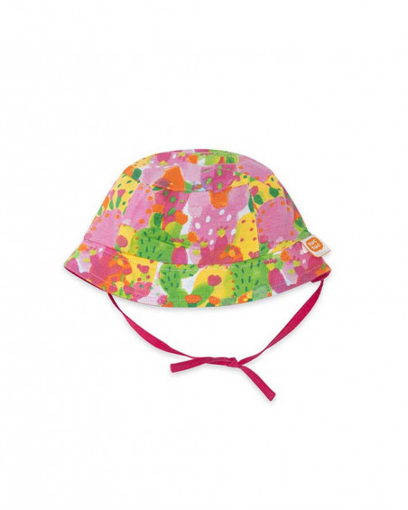 Pink printed combined hat for girls funcactus