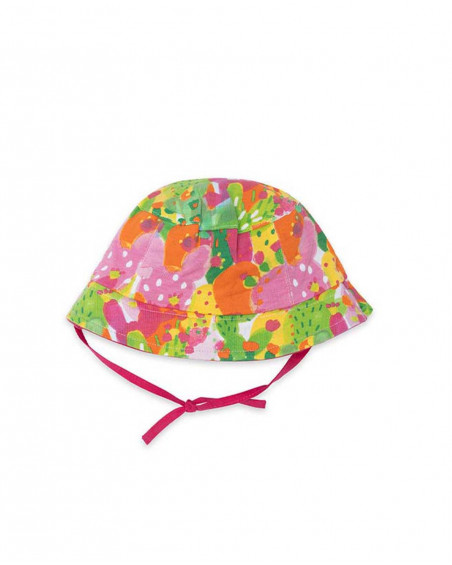 Pink printed combined hat for girls funcactus