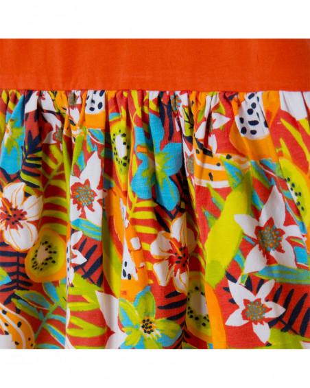Orange printed jersey dress for girls summer festival