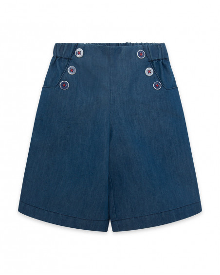 Blue buttons denim trousers for girls red submarine
