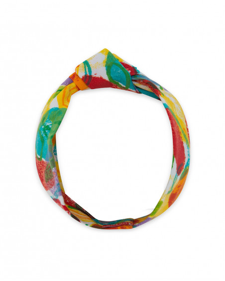 Yellow printed jersey hairband for girls fruitty time
