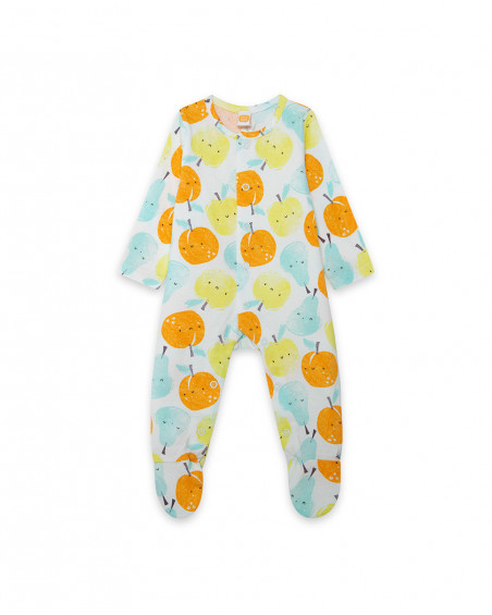 Orange long with feet jersey rompers for boys picnic time
