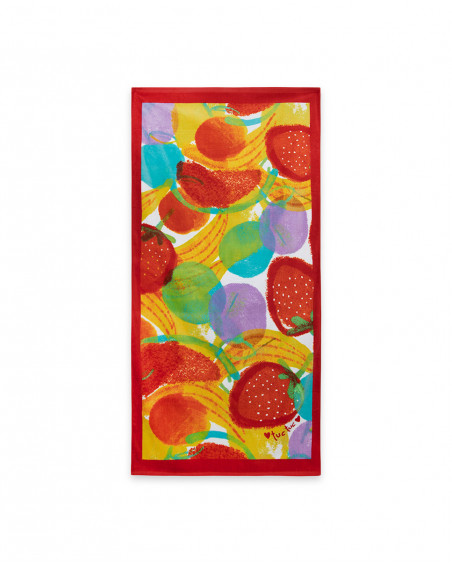 Red printed towel for girls fruitty time