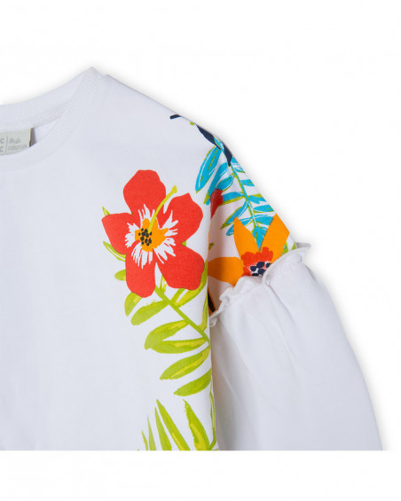 White closed plush sweatshirt for girls summer festival