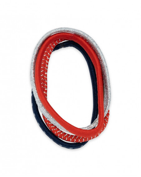 Red printed 4 hair tie set for girls sea lovers