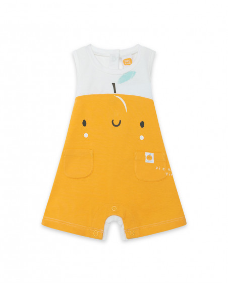 Orange short jersey rompers for boys picnic time