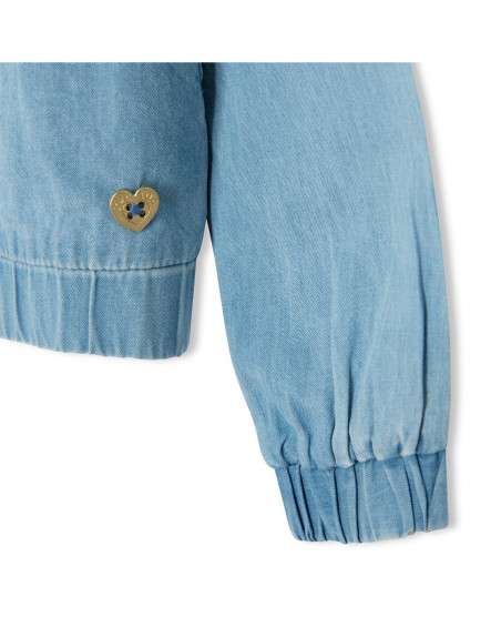 Blue zip denim jacket for girls venice beach