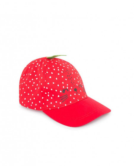 Red strawberry twill cap for girls fruitty time
