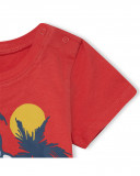 Orange printed jersey t-shirt for boys enjoy the sun