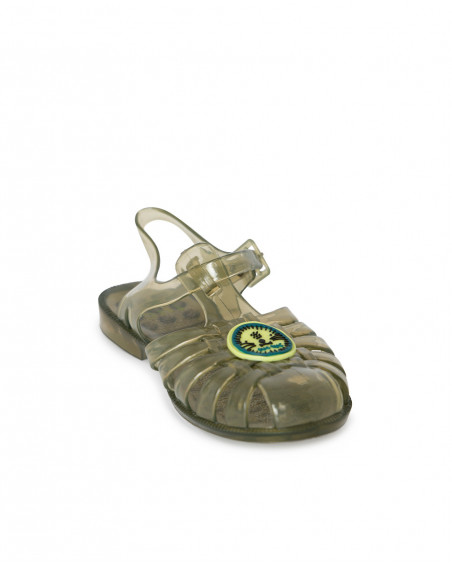 Green lion jelly sandals for boys in the jungle