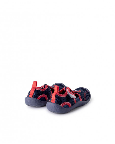 Blue velcro lycra shoes for boys red submarine