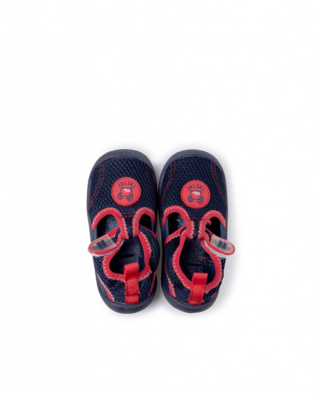 Blue velcro lycra shoes for boys red submarine