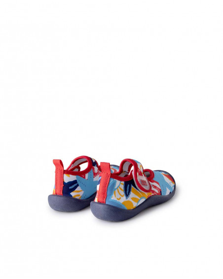 Blue velcro lycra shoes for girls red submarine