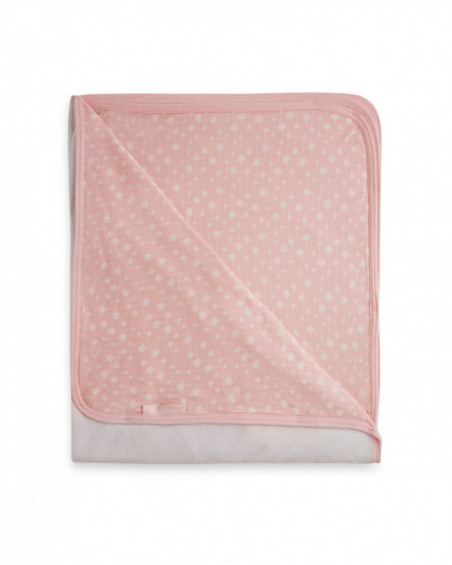 Knitted bamboo + terrycloth blanket love pink
