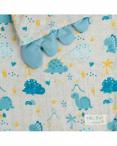 Muslin bamboo + terrycloth shower cap hello dinos blue Muslin bamboo + terrycloth shower cap hello dinos blue