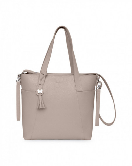 Fake leather pushchair bag + changing mat love taupe