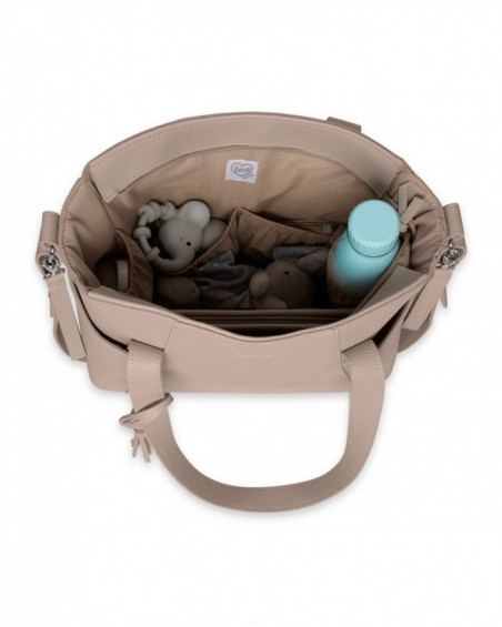 Fake leather pushchair bag + changing mat love taupe