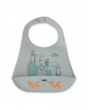 Folding silicone bib tuctuc&friends grey Folding silicone bib tuctuc&friends grey