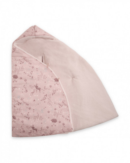 Footmuff baby with hood little forest pink