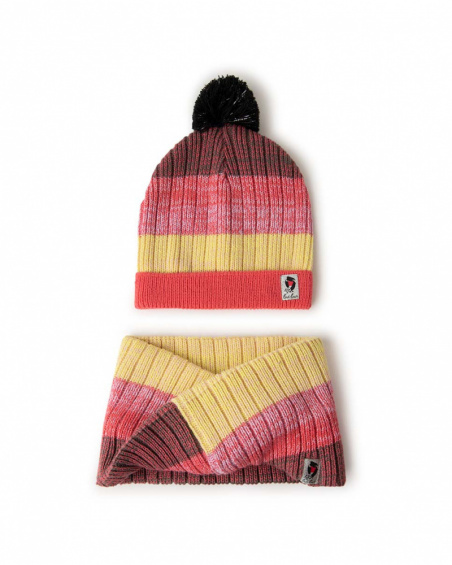 Pink Knitted Hat And Neck Girl Wild & Free
