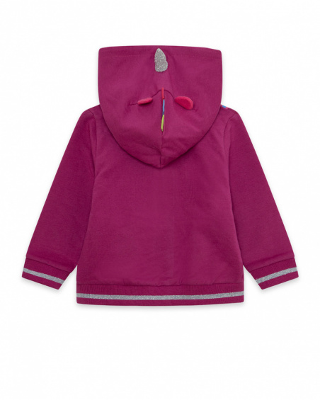 Girl's Pink Hooded Plush Sweatshirt Magic