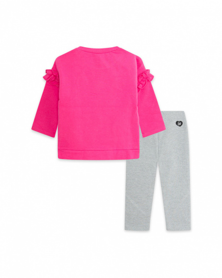 Girl Pink Plush Sweatshirt And Legging Magic