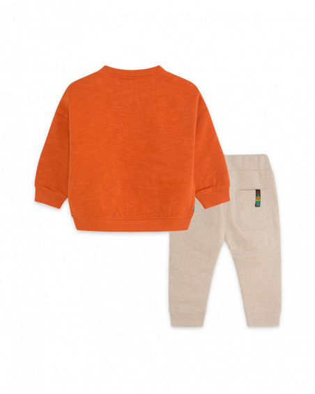 Sweatshirt And Plush Pants Orange Boy Natural Grown