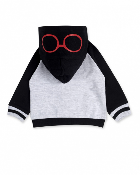 Gray And Black Hooded Plush Sweatshirt Boy Connect