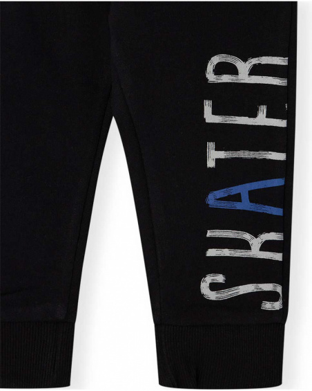 Boy Connect Blue And Black Plush Sweatshirt And Pants