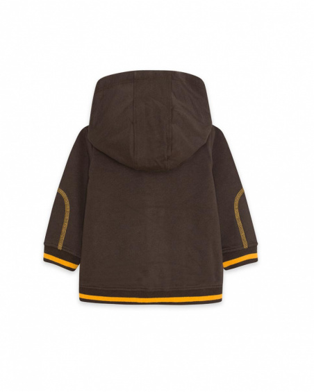 Brown Hooded Plush Sweatshirt Boy Dog'S Mix