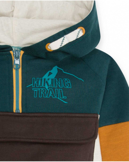 Brown Hooded Plush Sweatshirt Boy Hiking Trail