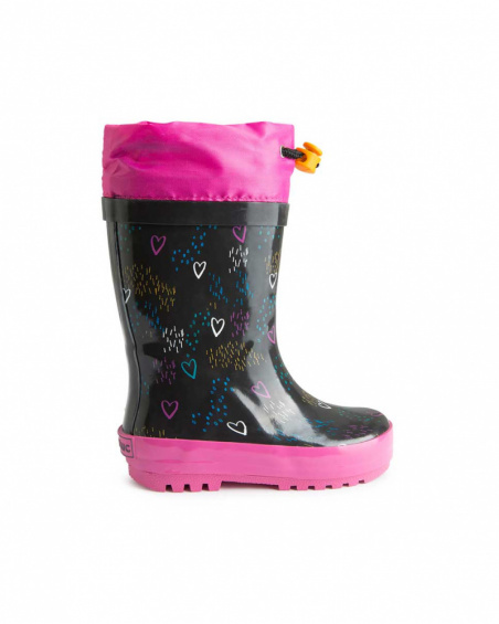 Girl Brown Rain Boots Winter Flowers