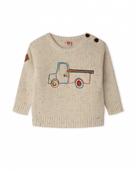 Beige Tricot Sweater Boy Natural Grown