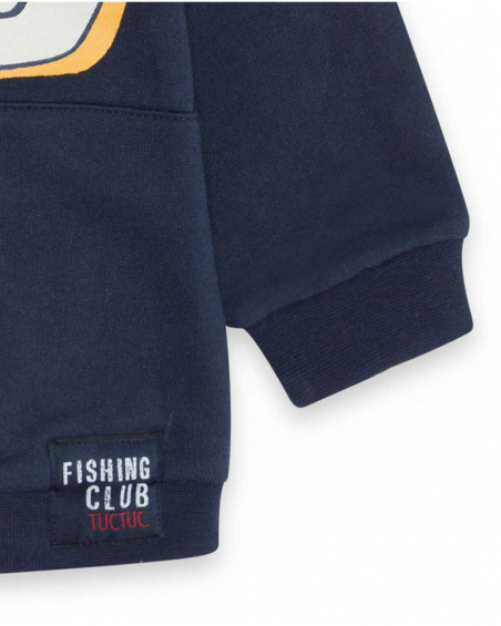 Blue Plush Sweatshirt for Boys Fishing Club