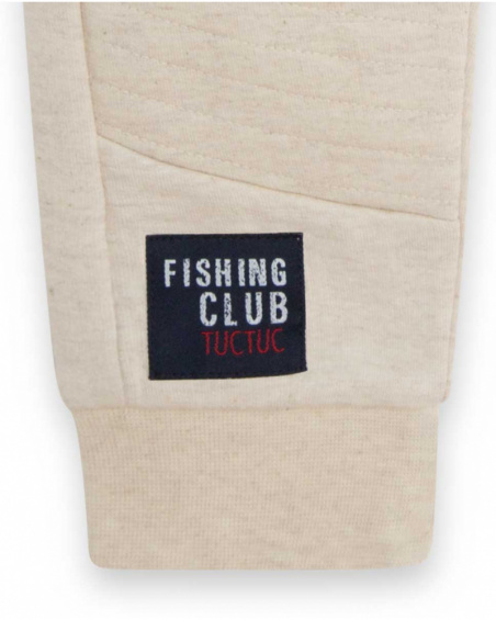 White Plush Pants for Boys Fishing Club