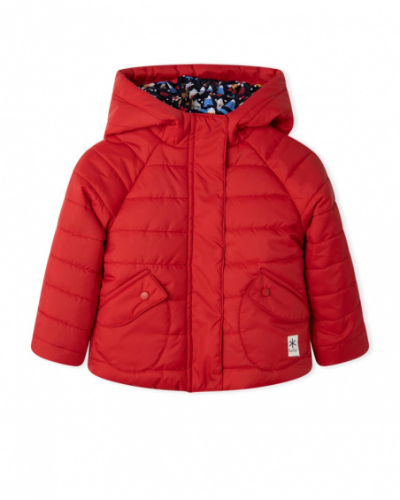 Girl's Red Padded Parka Fishing Club