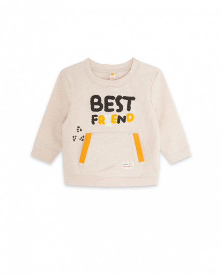 Beige Plush Sweatshirt Boy Dog'S Mix