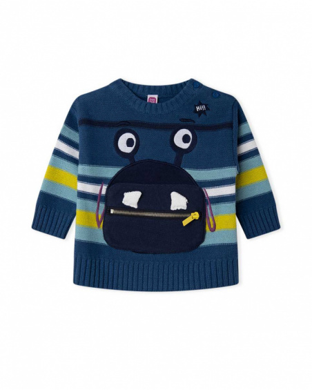 Blue Tricot Sweater Boy Galaxy Friends