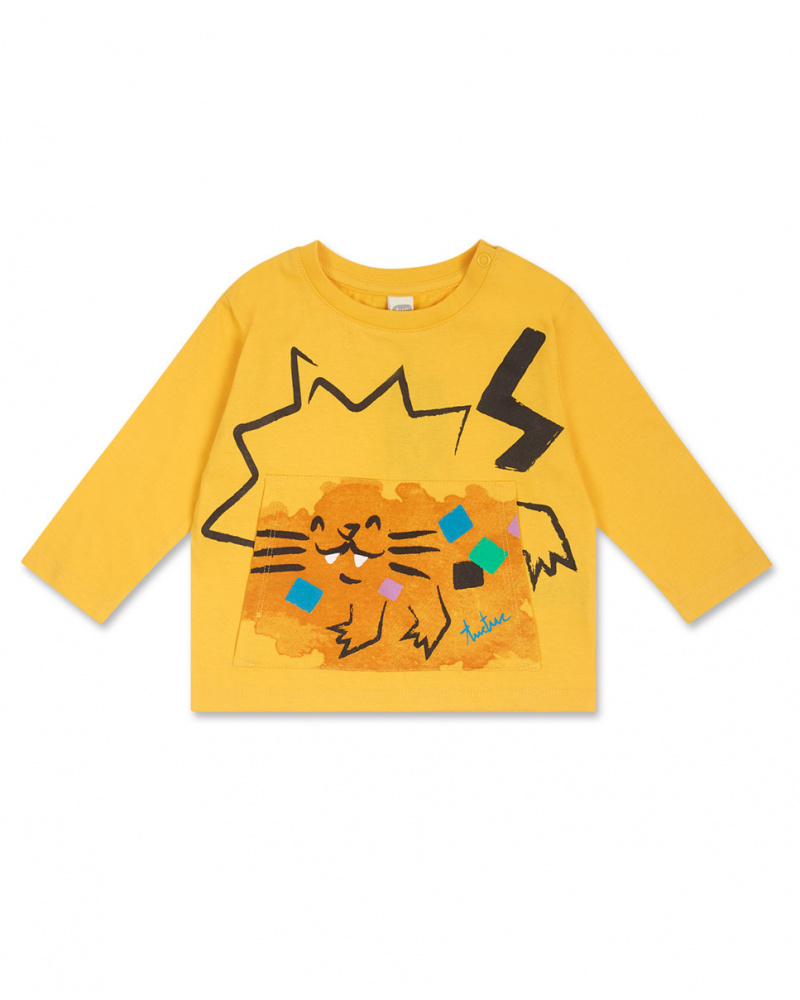 Long yellow knit t-shirt for boy Hip Hip Hooray!