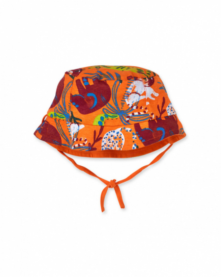 Boy's reversible orange Eco-Safari flat cap