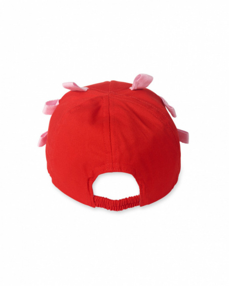 Red twill cap for girl Beach Day
