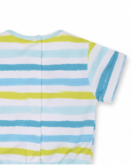 Blue striped knit romper for boy Turtles