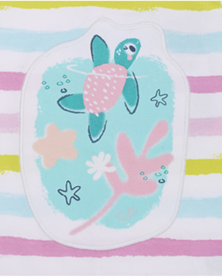 Striped knit romper for girl Turtles