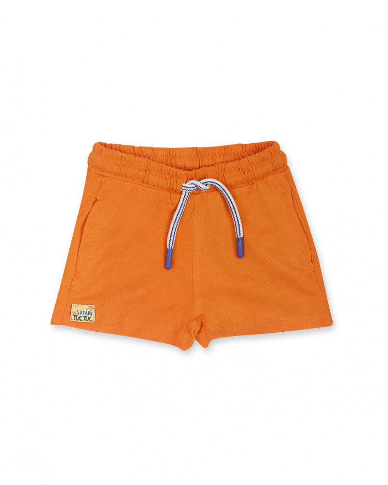 Orange knit Bermuda shorts for boy Eco-Safari