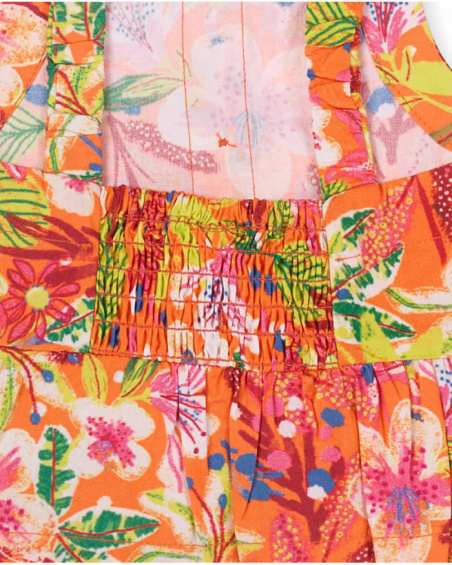 Orange poplin top for girl Eco-Safari