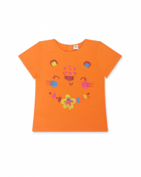 Orange knit T-shirt for girl Eco-Safari