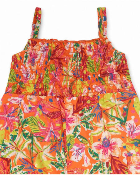 Girl's printed poplin jumpsuit Eco-Safari