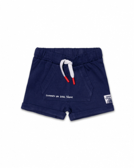 Blue knit bermuda for boy Beach Day